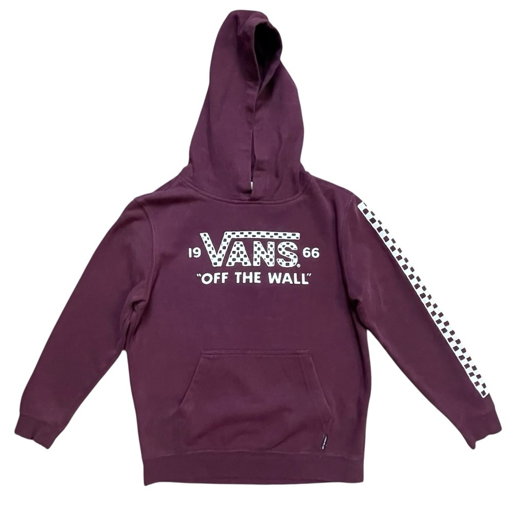 Vans Off The Wall Pullover Hoodie Youth Medium 10-12 Burgundy Skater Streetwear